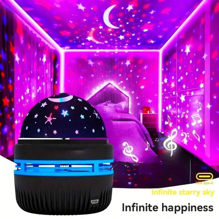 RGB 星空投影智能灯 | USB 投影仪 | 创意装饰台灯 | 氛围派对灯 | 迪斯科球 LED 夜灯 | 变色床头灯 | 适用于卧室、家居、办公室、派对、电影院或床头柜 - 圣诞节、情人节、复活节等节日的理想礼物 - 黑色 - 查看 8