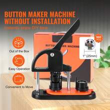 Button Maker Machine, 0.98 Inch/25mm Pin Maker, Installation-Free Badge Punch Press Kit, Children DIY Gifts Button Making Supplies With 500pcs Button Parts, Circle Cutter, Magic Book - Black - View 2