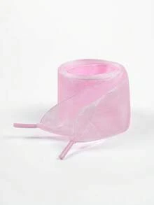 1 Pair 4cm Thick Sheer Tulle Shoelaces, Suitable For Sneakers, Casual Shoes, Fabric Shoes, Transparent Silk White Shoelaces - Multicolor - View 28