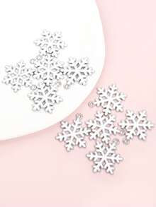 10pcs NEW Style Christmas Snowflake Styling Sparkling Powder Drip Oil Charms, Men And Women Clavicle Chain Necklace, Bracelet, Earrings, Keychain And Festival Party & Xmas Tree Hanging Decorations DIY Alloy Pendants - Perfect For Christmas Day, New Year, And Winter Celebrations - Snowflake - View 6