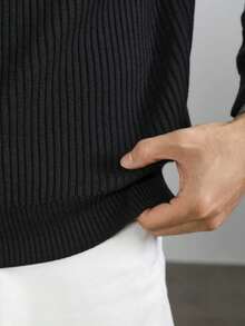 Turtleneck Pullover Vertical Ribbed Ribbed Knit Sweater