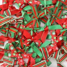 10/20pcs Christmas Mini Bows Small Satin Ribbon Bows Bowknot Metallic Edge For Hand Account Sewing Appliques Crafts Decor Wedding Birthday Party Decoration DIY Crafts