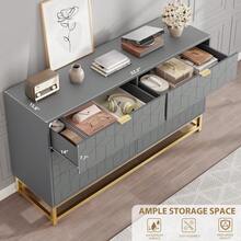 ShiningLove Drawer Dresser With Gold Metal Legs, Grey Stylish Storage Chest For Bedroom, Closet Or Living Room - Tủ quần áo 6 ngăn kéo màu xám (lớn hơn) - Xem 4