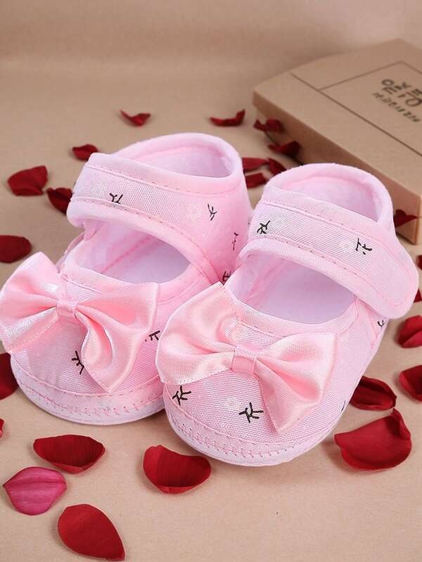 1 par de zapatos de princesa para bebé niña, calcetines preandadores con encaje y moño, calzado suave para primeros pasos antideslizante para bebés de 0 a 12 meses