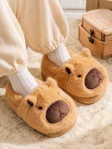 Winter New Cartoon Animal Children's Warm Shoes Indoor Anti Slip Plush Bag With Slippers