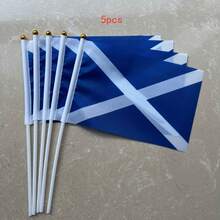 Scotland Flag, Scotland Rope Flag, Scotland Hand Flag - Made Of Polyester Fabric With Plastic Pole - Durable Polyester Material - Versatile Use For Events, Parties, Business, Sports, Festivals - Multicolor - View 12