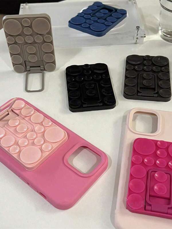 防滑免提彩色硅胶支架吸盘手机壳双面吸盘手机壳支架桌面懒人支架兼容 、Android 手机，生日、家人、朋友礼物手机支架手机配件