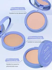 Life Girls 1 pieza Polvo compacto mate de control de aceite, de larga duración, sin manchas, ligero y transpirable, con borla, crea un aspecto de maquillaje natural, polvo portátil para retoques - Multicolor - Ver 9