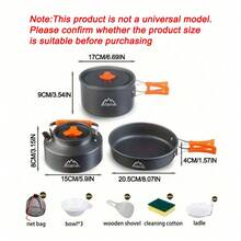 1 zestaw, Zestaw naczyń kempingowych, metalowe garnki, patelnie i czajnik, odpowiedni na piknik na świeżym powietrzu