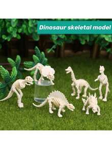 6/12pcs Assorted Dinosaur Fossil Skeleton Toys - Plastic Dino Figures In Cream, Archaeological Excavation Dinosaur Skeleton, Simulation Educational Toy, Ideal For Party Favors, Birthday Decor & Educational Digging Activities, Dinosaur Toys, Thanksgiving/Halloween/Birthday/New Year Gifts,Dinosaur,Dinosaur Toys,Dinosaur Toy,Bug Terrarium,Life Cycle,Kids Party Decor - Multicolor - View 7