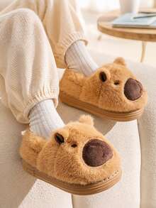 Winter New Cartoon Animal Children's Warm Shoes Indoor Anti Slip Plush Bag With Slippers