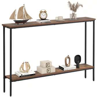 Tangkula 44 Narrow Entryway Table Console Table/ Shelf & Dual Anti-Tipping Kits Brown & Black