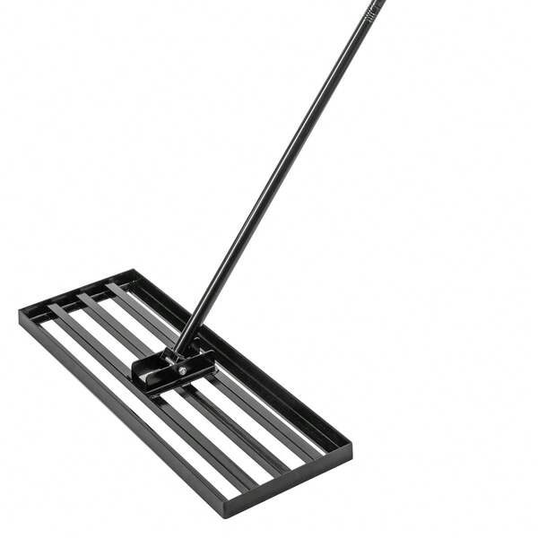 76 x 25 cm Handlicher Rasennivellierungsrechen mit 229 cm Griff, Garten-Rasenrechen, Rasenabzieher, müheloses Sandrechen-Werkzeug, Rasenrakel, Gartenrechen, Vertikutierer für Hof, Golfplatz