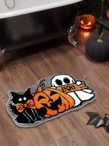 1块充满趣味的万圣节主题毛绒地垫，超柔软舒适亲肤（无具体容量；常规尺寸约为40cm*60cm，另有多种实用尺寸，适应不同空间需求，可根据实际家居布局灵活选择）。浴室厨房装饰 - 彩色 - 查看 2