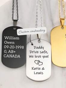 1pc Personalized Stainless Steel Dog Tag Necklace For Men, Custom Name Pendant With Chain, Engraved Military Style Jewelry, Christmas Gift For Boyfriend Or Husband, Valentine's Day Gift Idea, Custom Gift For Him, Stylish Men's Accessories