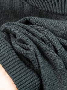 男士圆领商务休闲套头针织衫，适合秋冬季节，长袖上衣 - 墨綠色 - 查看 9