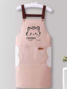 1件耐用厨房围裙，女士围裙，家用烹饪围裙，防水、防油、防污围裙 - 具有防水、防油功能，带口袋和毛巾 - 中性风格厨房服，为烹饪爱好者提供时尚防护 - 彩色 - 查看 5