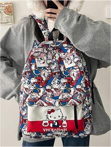 1 قطعة حقيبة ظهر مدرسية كبيرة السعة مطبوع عليها هيلو كيتي للطالبات، حقيبة ظهر هيلو كيتي جميلة للاستخدام اليومي، الأعياد والهدايا