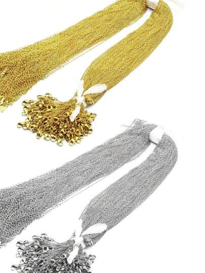 10-100 件不锈钢 O 型链扁平十字架项链锁骨链 DIY 链条配件