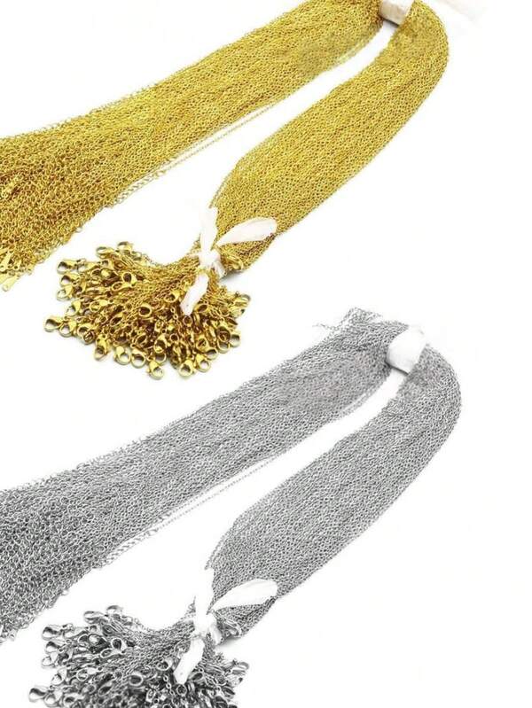 10-100 件不锈钢 O 型链扁平十字架项链锁骨链 DIY 链条配件