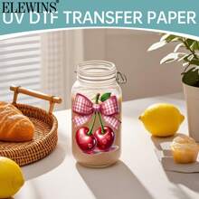 ELEWINS 12pcs Cherry Blossom Bow UV Printed Waterproof Crystal Cup Stickers DIY