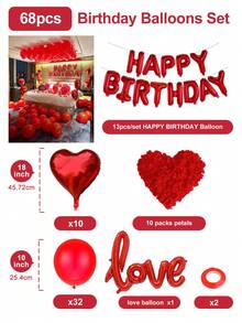 55 pièces/Set Ensemble de ballons en forme de cœur pour la Saint-Valentin - Pétales artificiels rouges + Ballon en feuille d'aluminium rouge en forme de cœur de 18 pouces + Ballons en latex rouges de 10 pouces, Parfait pour la demande en mariage de la Saint-Valentin, la décoration romantique, la décoration d'anniversaire, la décoration de chambre d'hôtel, Veux-tu être ma Valentine - Multicolore - Voir 10