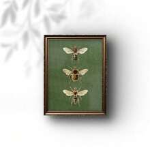 1 Stück Vintage Bienen Leinwandkunst, olivgrün und golden, gerahmter dekorativer Muster für Wohnzimmer, Schlafzimmer Dekoration, Bar, Schlafzimmer Wandkunst, Vintage Bienen Design, detaillierte Illustration, Bienen Dekoration, Insekten Raumdekoration, Leinwandkunst, Poster für Räume, Heimdekoration, Raumdekoration Ästhetik, Leinwandkunst. - 1 Stück - Übersicht 7