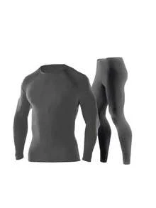 Conjunto Térmico Blusa e Calça Proteção Uv50+ Solar Segunda Pele Unissex Não Peluciado - Cinza - Visão 2
