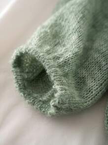 Women's Casual Off-Shoulder Sweater, Medium Elasticity, Suitable For Layering In Autumn/Winter, Handwash/Dry Clean Recommended, Knitwear, Winter Clothing, Autumn Wardrobe - Gray Green - View 6