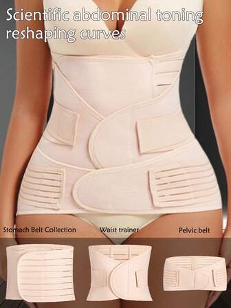 3pcs/Set Waist Trainer Corset, Powerful Shaping Waist Cincher & Back Support Belt, Breathable Tummy Control Girdle For Plus Size