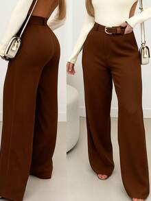 Tailored Wide Leg Pants With Belt Fashion 2025 - Rỉ Nâu - Xem 2