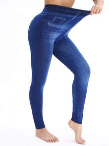 Bộ 3 quần legging jegging thời trang nữ, quần lửng co giãn thoải mái, thích hợp đi bộ ngoài trời, mua sắm, đi nghỉ mát, dự tiệc, mùa xuân/hè. - Màu xanh lam - Xem 4
