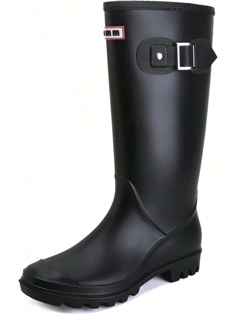 Rain Boots For Women, Waterproof Knee-High Rubber Boots, Lightweight Garden Boots Keep Warm Work Tall Fishing Boots For OutdoorChristmas - 黑色 - 查看 1
