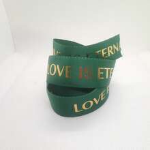 2.5cm X 5yards Floral Printed Satin Ribbon, Foil Stamped "Love Is Eternal" English Letter Bouquet Tie, Craft Supplies For Holidays, Birthdays, Celebrations - Multicolor - View 11