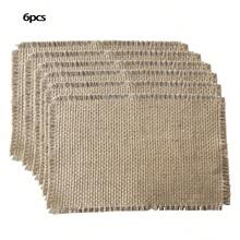 2 Stücke/4 Stücke/6 Stücke/8 Stücke Juteuntersetzer, gewebte Sackleinen Landhausuntersetzer für die Küche, hitzebeständig, fleckresistent, quadratische vintage Tischsets mit Quasten, geeignet für Landhausdekoration, Feierlichkeiten, Tischmittelstücke