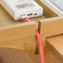 SoBuy NKD01-W, Bedside Shelf Clip-On Hanging Shelf Bed Side Shelf Table Tray With 2 Wire Slots, White - Brown - View 6