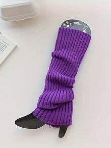 1 Pair Solid Color Knitted Leg Warmers, Y2K Style, Comfortable - Multicolor - View 9