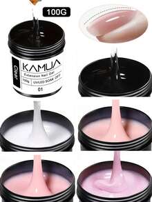 KAMUA 100g/30g Pink Nude Transparent Extension Gel, For Nail Tips & Extension Strengthening, Hard Gel Base, Rhinestone Nail Gel, Suitable For Beginners & Professional Nail Artists DIY At Home Nails - Multicolor - View 1