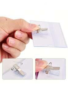 耐用 PVC ID 徽章夹 - 带金属扣的硬壳卡夹，适用于会议、带夹子和别针的姓名徽章、展览和会议、透明设计，方便查看、会议配件、清晰的夹子设计、耐用的塑料夹、防水塑料姓名标签夹、透明徽章 ID 卡夹，适用于学校、学院、办公室和公司会议。 - 彩色 - 查看 5