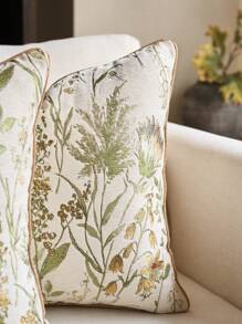 غطاء وسادة مزخرف بنقشة الجاكار الشينيل الزهري (بدون إدراج)، غطاء وسادة زخرفي كلاسيكي من الجاكار الشينيل الزهري، مناسب لديكور المنزل والأريكة والسرير طوال العام