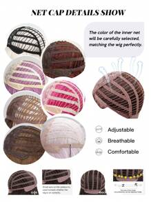 20英寸渐变棕色长卷发假发，高品质、舒适、透气、蓬松的合成纤维假发，非常适合度假、旅行、家庭聚会、角色扮演、音乐节和日常佩戴。 - 漸層棕色 - 查看 9