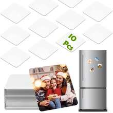 10 Pcs Sublimation Magnet Blanks, Sublimation Blank Fridge Magnets Printable Photos, Personalized Fridge Refrigerator Magnets Blanks Sublimation Magnetic Sticker Blanks Products, For Sublimation Transfer Heat Press Printing DIY Crafts Kitchen Microwave Office Wall Door Decorative