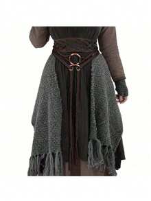 Cinturón de cruz de ogro vikingo para mujeres, cinturón de cuerda largo medieval para bruja nórdica chamánica pagana, accesorio de circo para Halloween