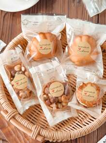 500 szt./zestaw naklejek z papieru pakowego, domowej roboty z miłością, na koperty i opakowania, etykiety do artykułów papierniczych, rękodzieło