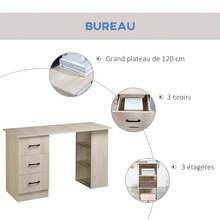 Desk And Drawer Storage - Beige - View 3