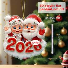 1/4pcs 2026 Santa Claus Decoration Ornament - 2D Acrylic Cartoon Santa Claus Snowman Car Rearview Mirror Decoration Ornament, Fun Keychain Bag Accessory, Christmas Tree Home Decor