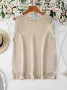 Women's Y2K Casual Sleeveless V-Neck Pullover Knit Vest, Lightweight & Comfortable, Suitable For Casual, Daily, Date, Home, Office, Party, Holiday, Halloween, Christmas, Thanksgiving, Vacation, Back To School - Apricot - View 2