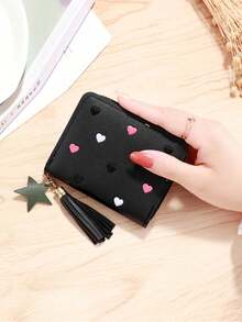 1/2/3pcs Women Small Wallet Ladies Mini Tassel Wallet Cute Girl Short Zipper Lovely Pu Leather Coin Purse Female Hand Wallet Purse For Women Wallet Mini Wa