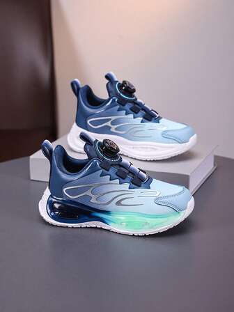 Children's Shoes, Children's Sports Shoes, Rotary Elastic Strap Boys' Shoes, PU Leather Water-Resistant Boys' Sports Shoes, Comfortable Lightweight Soft Bottom Casual Children's Shoes, Running Shoes