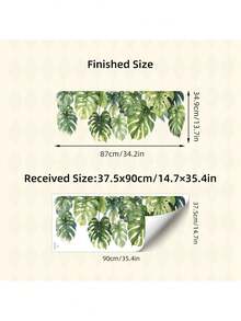 BRUP 1/2 张/套鲜活绿色龟背竹叶墙贴 | 热带丛林儿童房贴纸，适用于女孩房间 | 可移除植物墙贴 | 自粘式儿童房装饰 & 绿色浴室装饰 & 植物绿叶装饰 - 彩色 - 查看 3